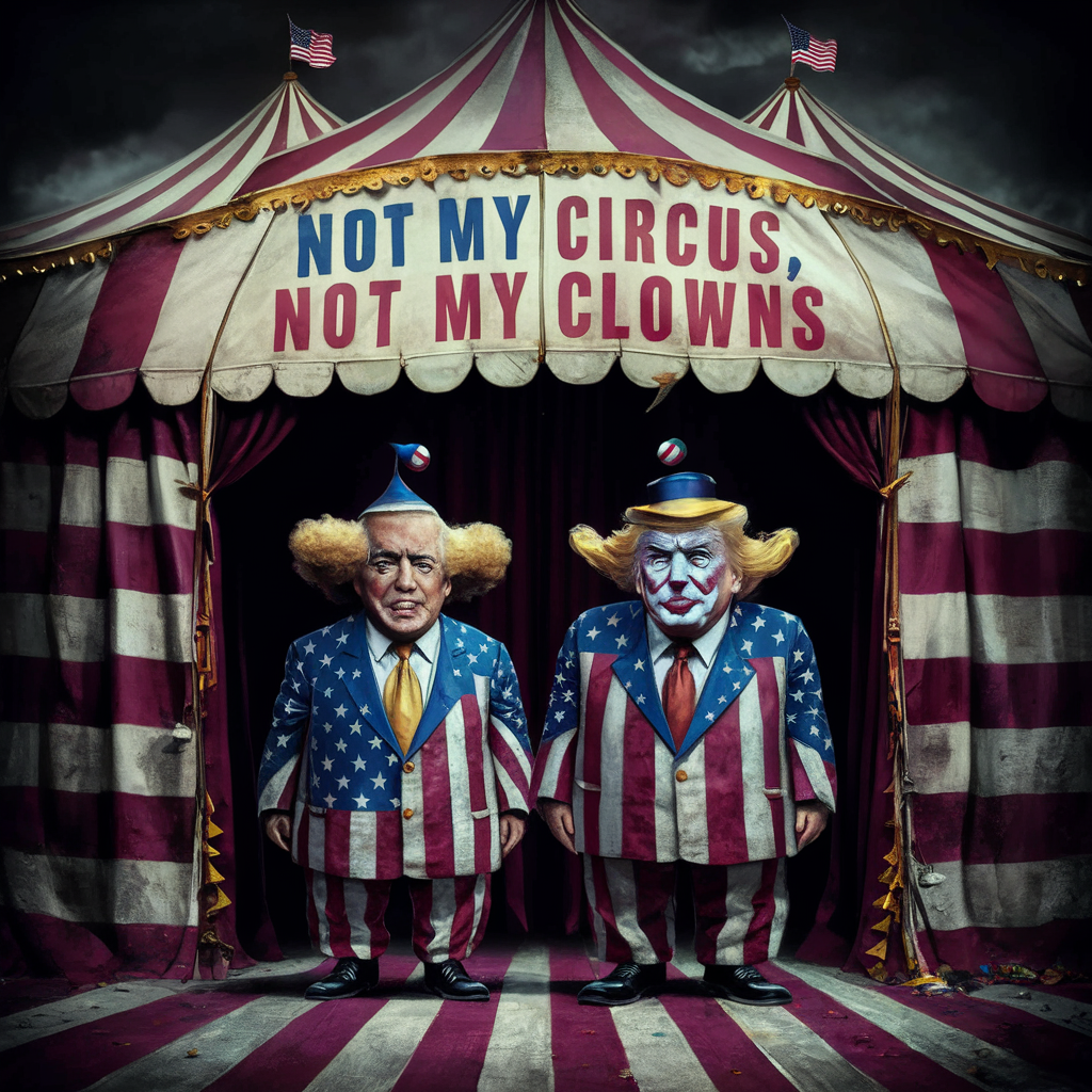 Biden and trump dressed as clowns